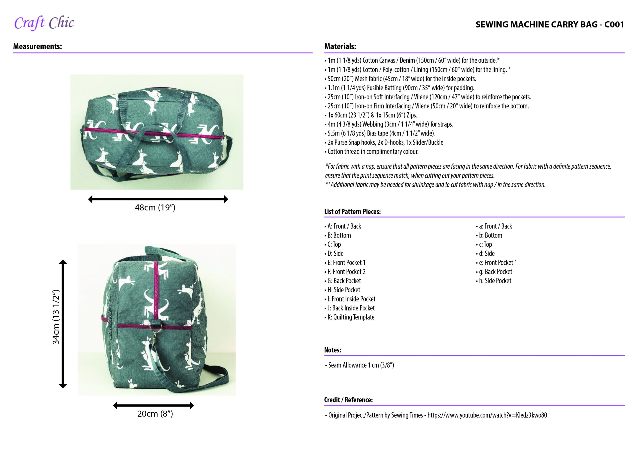 Sewing machine bag - dimensios for Lada L30 : r/sewing